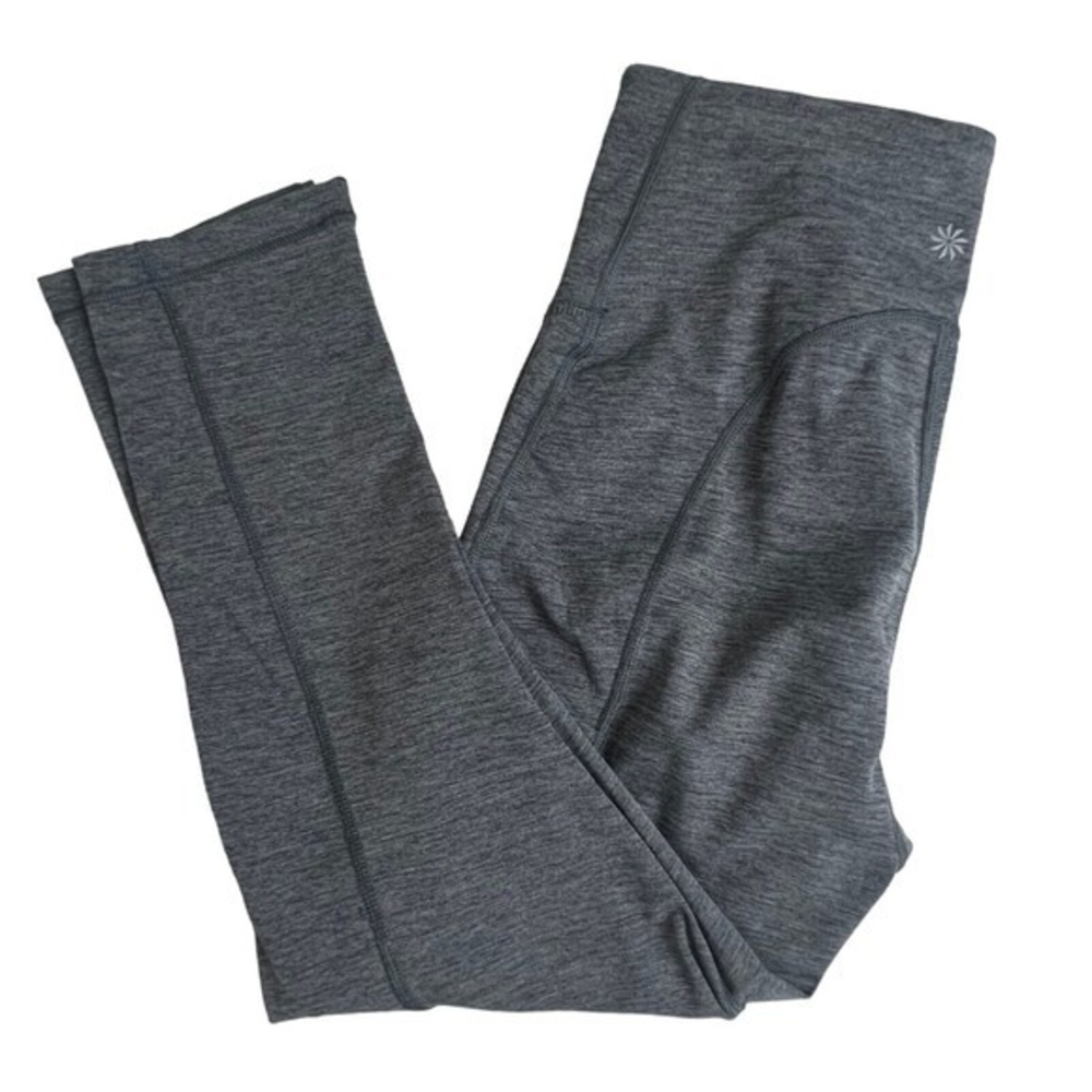 Athleta Womens Gray High‎ Waisted Ultimate Stash Pocket Capri Leggings XS